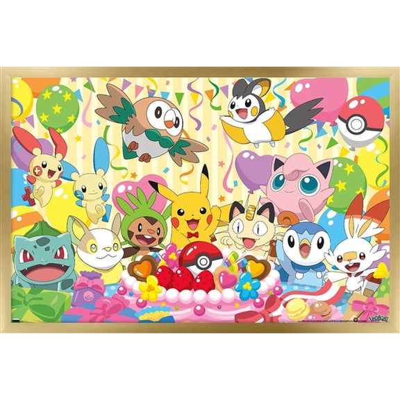 Pokemon - Birthday Party Wall Poster, 22.375" x 34" Framed