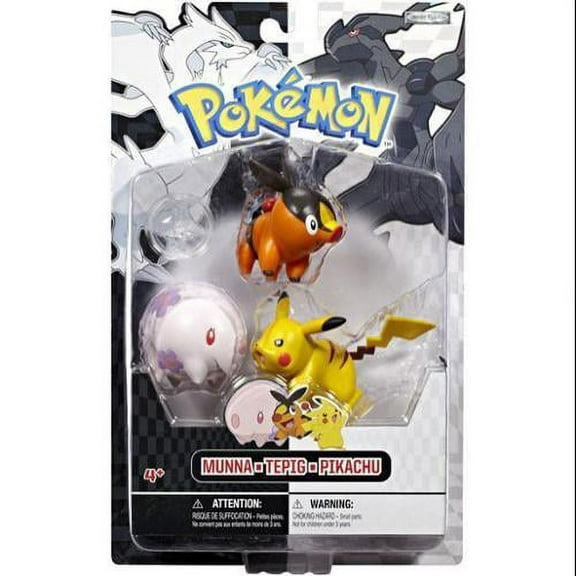 Pokmon Black & White Series 1 Basic Munna, Tepig & Pikachu Figure, 3 Pack