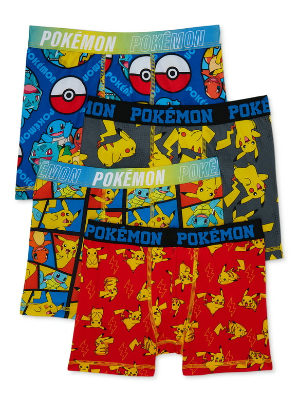 Pokémon Boy's Boxer Briefs Underwear, 4-pack, Sizes 4-14