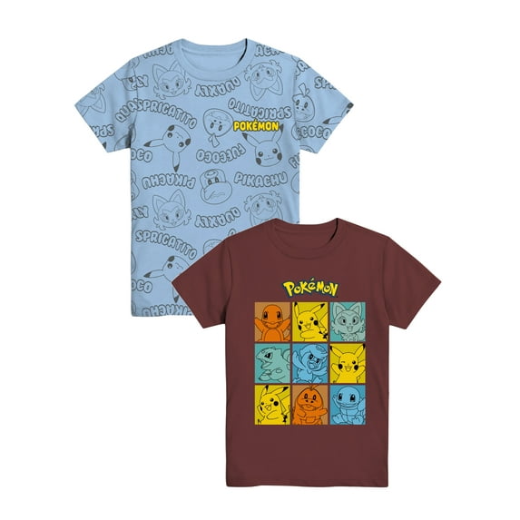 Pokémon, Boys Graphic Short Sleeve T-Shirt 2Pack, Sizes 4-18