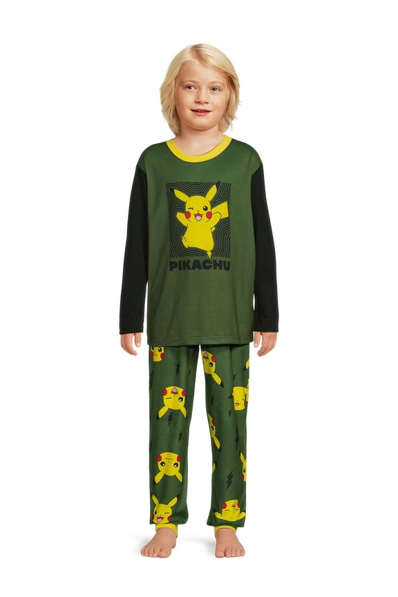 Pokémon Boys Long Sleeve Graphic Fleece 2-Piece Pajama Set, Sizes 4-16