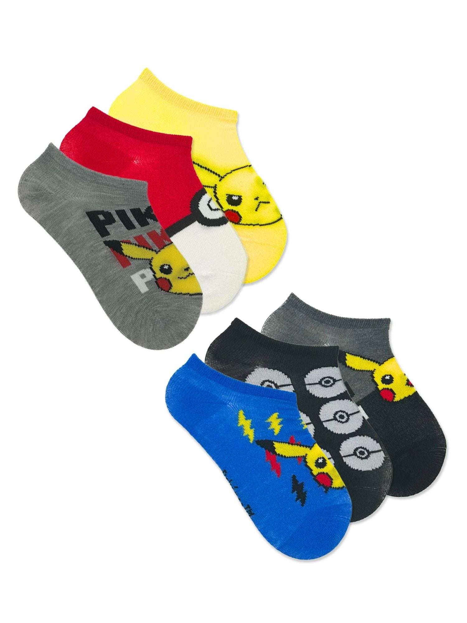 Pokémon, Boys No-Show Socks, 6-Pack, Sizes S-L