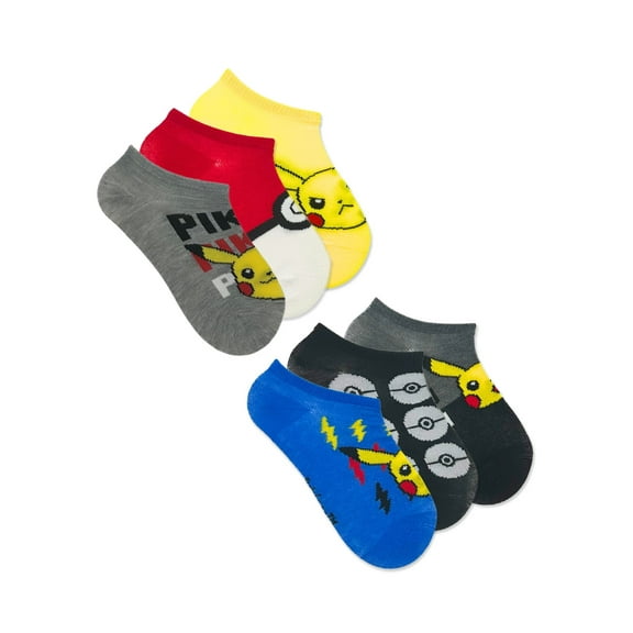 Pokémon, Boys No-Show Socks, 6-Pack, Sizes S-L