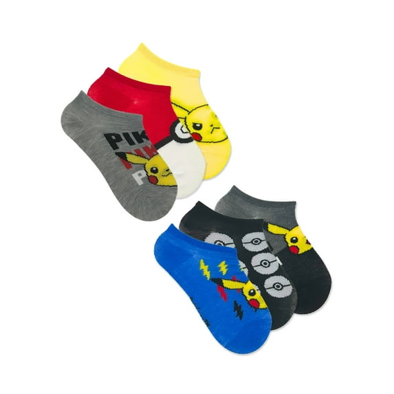 Pokémon, Boys No-Show Socks, 6-Pack, Sizes S-L