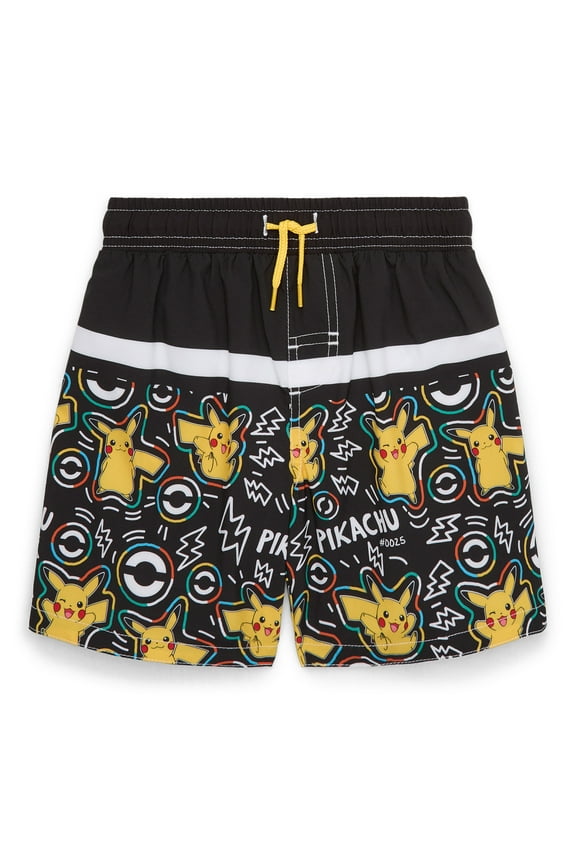 Pokémon Boys Pikachu Swim Trunks with UPF50+, Sizes 4-16