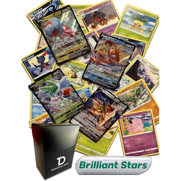 Pokémon Brilliant Stars TCG Random Assortment Bundle || Guaranteed Ultra Rare + 30 Random Cards + Dan123yal Deck Box