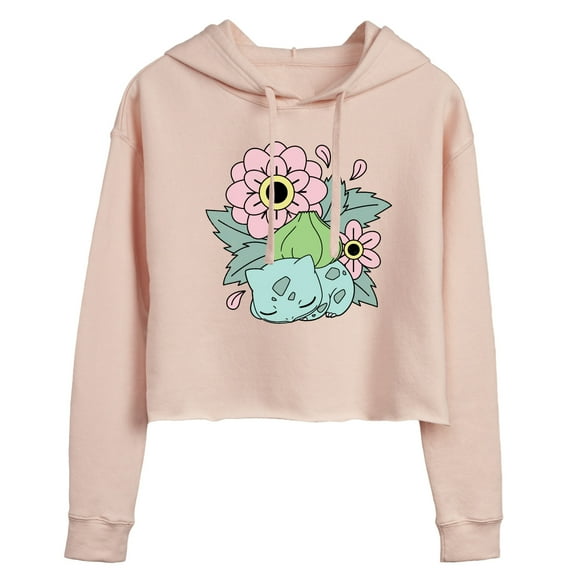 Pokémon - Bulba Flowers - Juniors Cropped Pullover Hoodie