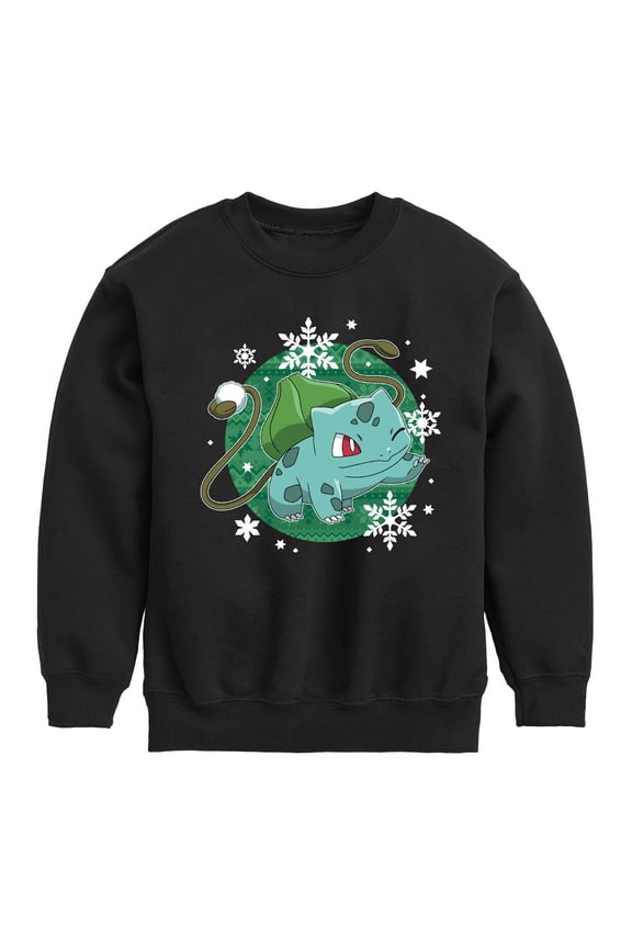 Pokémon - Bulba Pattern - Youth Crewneck Fleece Sweatshirt