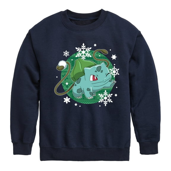 Pokémon - Bulba Pattern - Youth Crewneck Fleece Sweatshirt