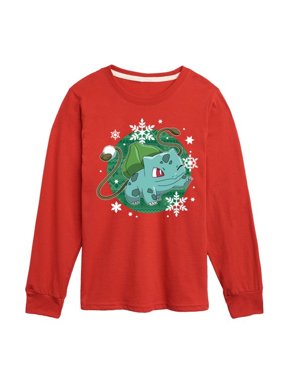 Pokémon - Bulba Pattern Boys' Long Sleeve Graphic T-Shirt