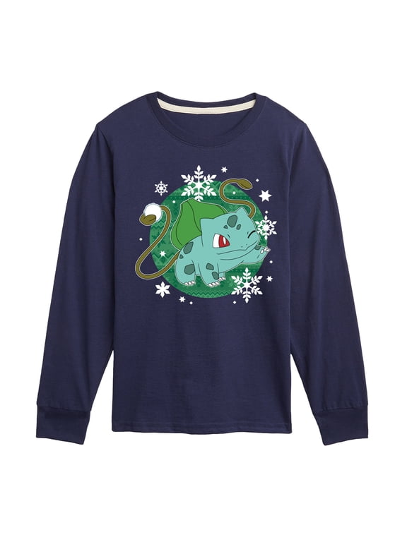 - Bulba Pattern Boys' Long Sleeve Graphic T-Shirt