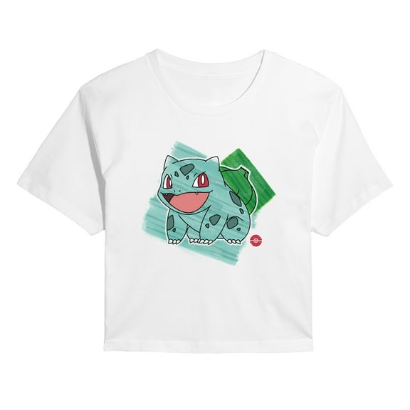 Pokémon - Bulbasaur Marker - Juniors Cropped Short Sleeve Graphic T-Shirt