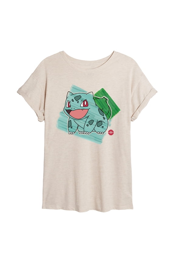 Pokémon - Bulbasaur Marker - Women's Oversized Graphic T-Shirt