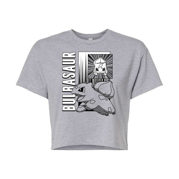 Pokémon - Bulbasaur Panels - Juniors Cropped Cotton Blend T-Shirt