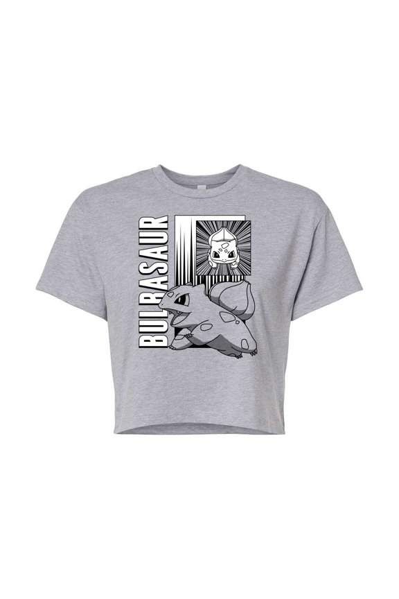Pokémon - Bulbasaur Panels - Juniors Cropped Cotton Blend T-Shirt