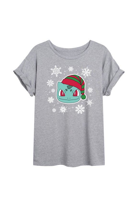 Pokémon - Bulbasaur Snowflakes - Juniors Ideal Flowy Muscle T-Shirt