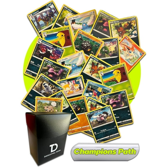 Pokémon Champion's Path TCG Random Assortment Bundle || Guaranteed Ultra Rare + 30 Random Cards + Dan123yal Deck Box