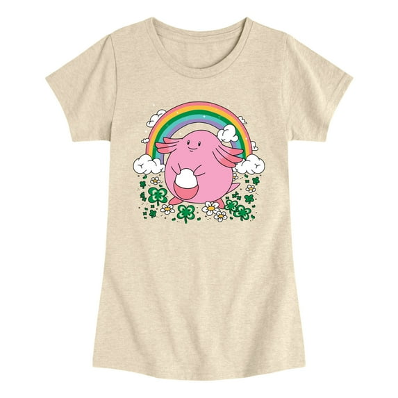 Pokémon - Chansey St. Patty's - Youth Girls Fitted Short Sleeve T-Shirt