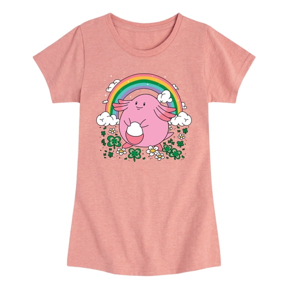 Pokémon - Chansey St. Patty's - Youth Girls Fitted Short Sleeve T-Shirt