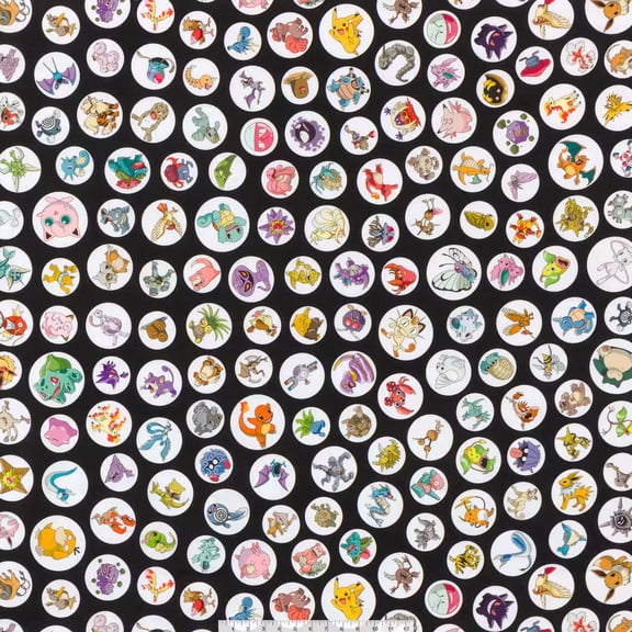 Pokmon Character Circles Cotton Fabric