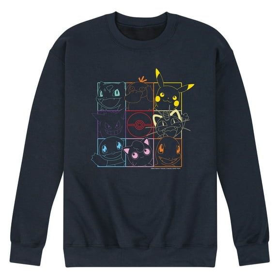 Pokémon - Character Grid - Men's Crew Neck Fleece Pullover