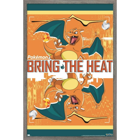Pokémon - Charizard - Bring the Heat Wall Poster, 22.375" x 34" Framed