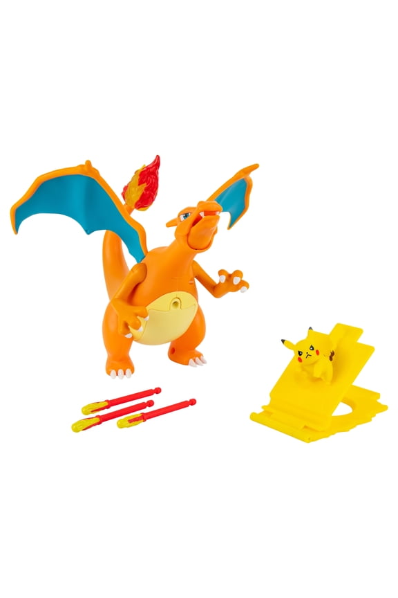 Pokmon Charizard Deluxe Collectible Figure with Pikachu - 6 inch Interactive Trading Card Game Toy