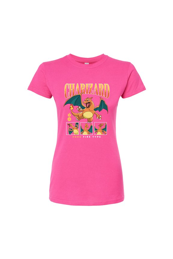 Pokémon - Charizard Multiple Poses  - Juniors Fitted Graphic T-Shirt
