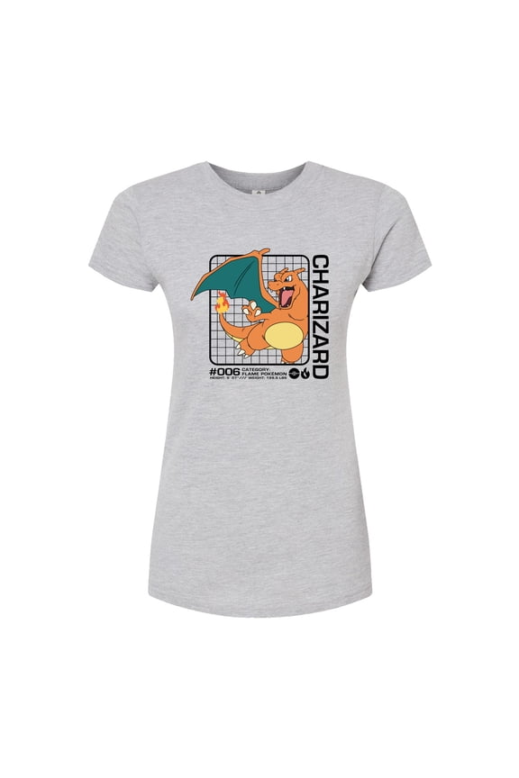 Pokémon - Charizard Stats - Juniors Fitted Graphic T-Shirt
