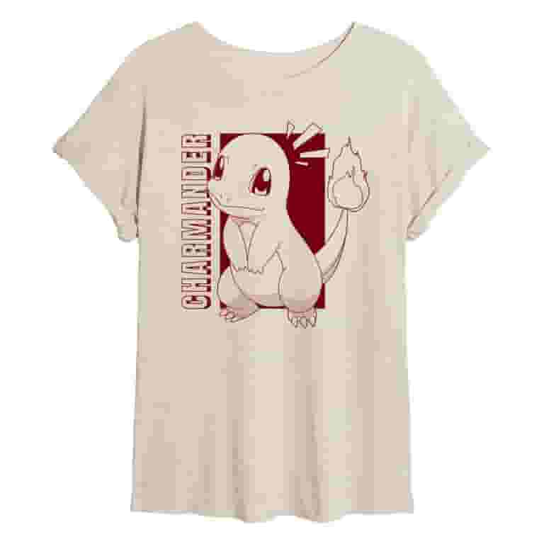 Tシャツ・カットソー COVERNAT Pokemon Spin Jersey Color T-shirt HS5D0045 Pokémon - Charmander Halftone - Juniors Muscle T-Shirt