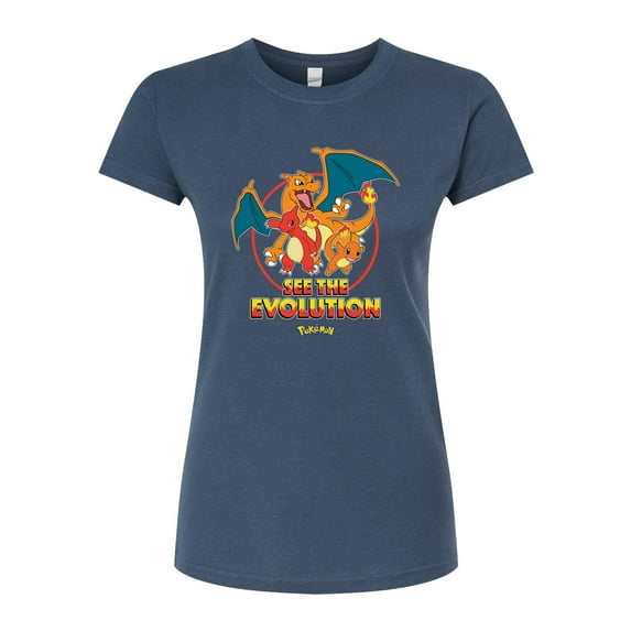 Pokémon - Charmander See The Evolution - Juniors Fitted Graphic T-Shirt
