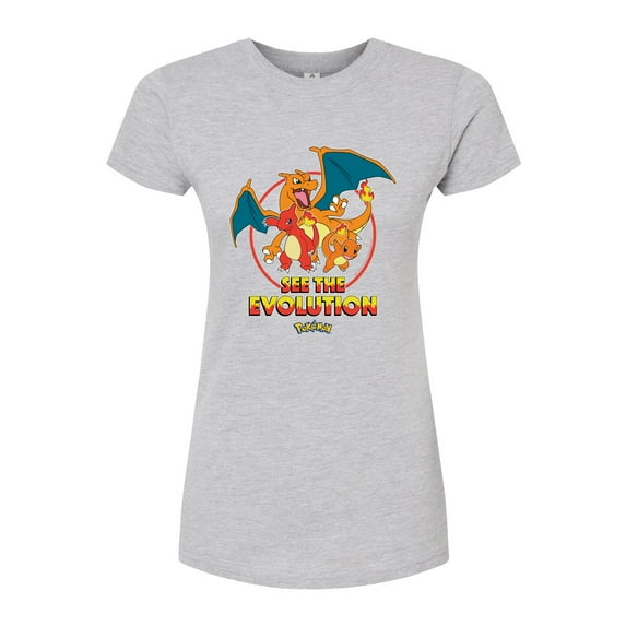 Pokémon - Charmander See The Evolution - Juniors Fitted Graphic T-Shirt