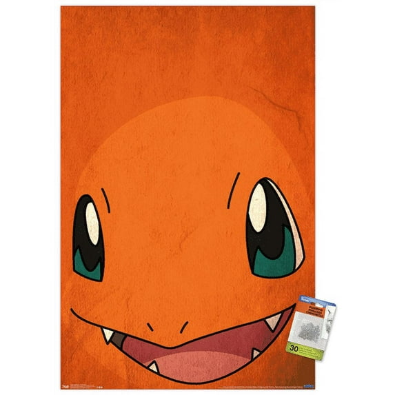 Pokémon - Charmander Wall Poster with Push Pins, 22.375" x 34"
