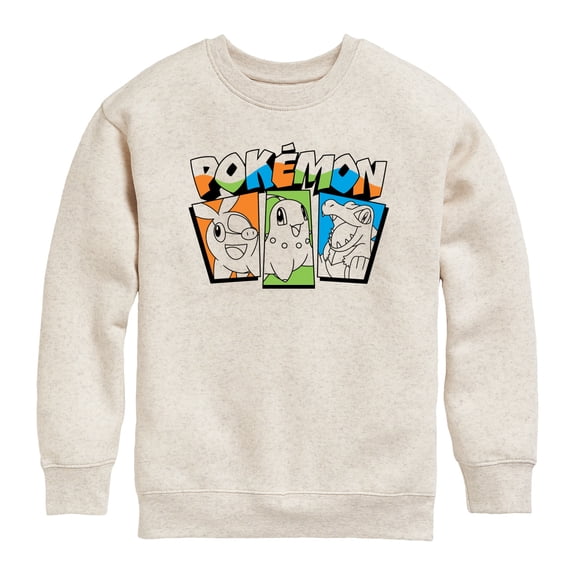 Pokémon - Chikorita Tepig Totodile Boxes - Youth Crew Fleece Sweatshirt
