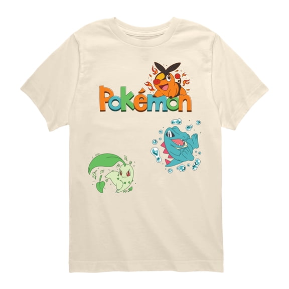 Pokémon - Chikorita, Tepig, Totodile- Youth Short Sleeve Graphic T-Shirt