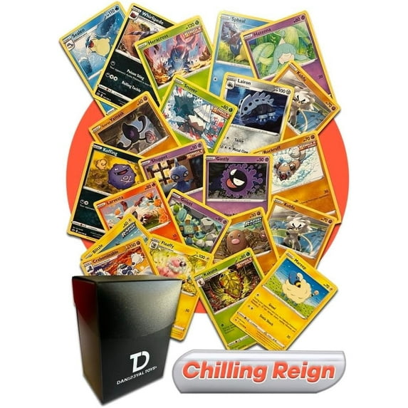 Pokémon Chilling Reign TCG Random Assortment Bundle || Guaranteed Ultra Rare + 30 Random Cards + Dan123yal Deck Box
