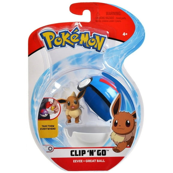 Pokemon Clip 'N' Go Eevee & Great Ball - Includes 2 inch Battle Figure & Great Ball Accessory