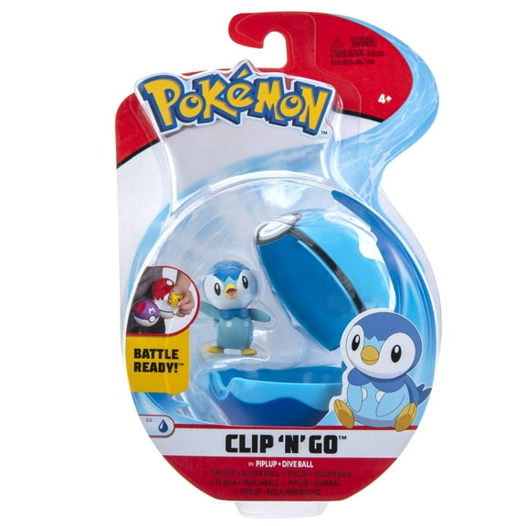 Pokemon Clip 'N' Go Piplup and Dive Ball Collectible - 2 inch Battle Figure