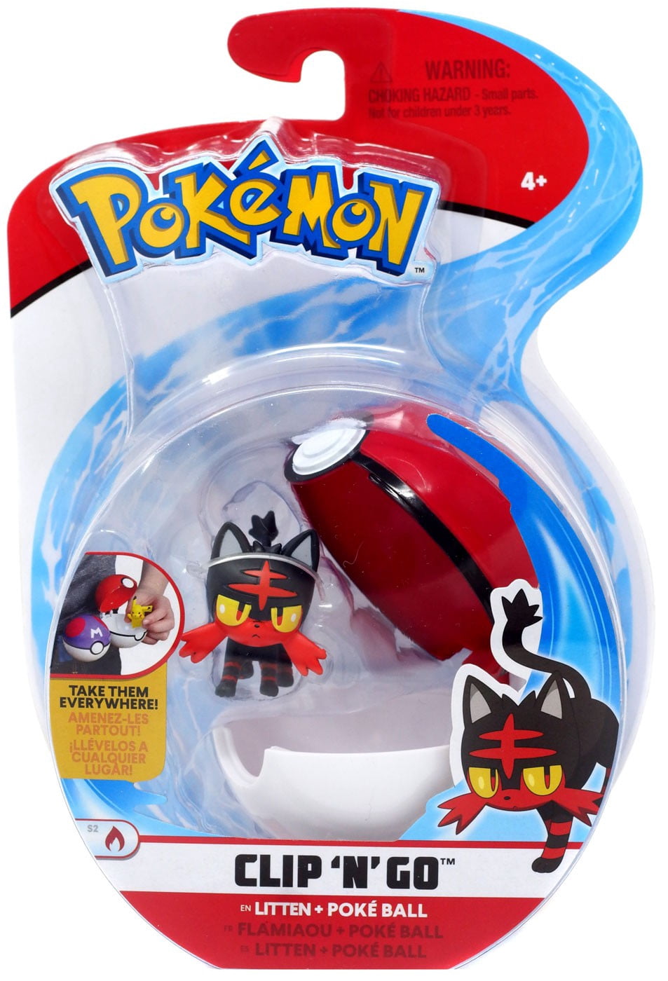 Pokemon Clip ‘N’ Go Litten and Poke Ball - Includes 2 inch Battle Figure and Poke Ball Accessory