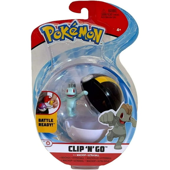 Pokemon Clip N Go Machop and Premier Ball - Includes 2 inch Battle Figure and Premier Ball Accessory