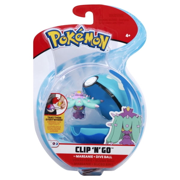 Pokemon Clip ‘N’ Go Mareanie and Dive Ball - Includes 2 inch Battle Figure and Dive Ball Accessory