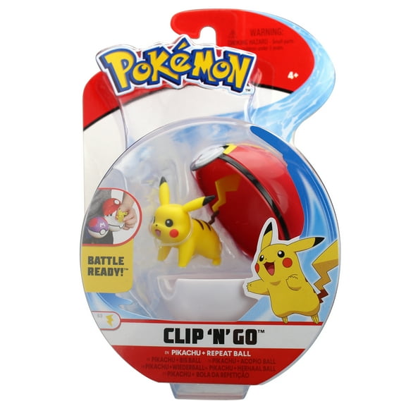 Pokemon Clip 'N Go Pikachu and Repeat Ball - Includes 2 inch Battle Figure and Repeat Ball Accessory