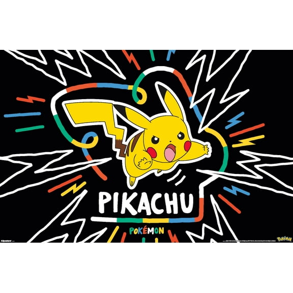 Pokémon: Colorful Doodle - Pikachu Wall Poster, 14.725" x 22.375"