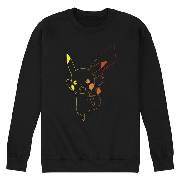 Pokémon - Colorful Pikachu Outline - Men's Crew Neck Fleece Pullover