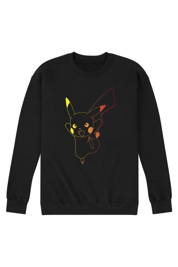 Pokémon - Colorful Pikachu Outline - Men's Crew Neck Fleece Pullover