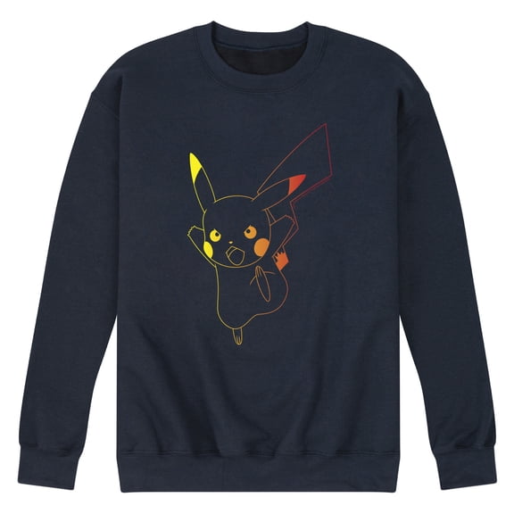 Pokémon - Colorful Pikachu Outline - Men's Crew Neck Fleece Pullover