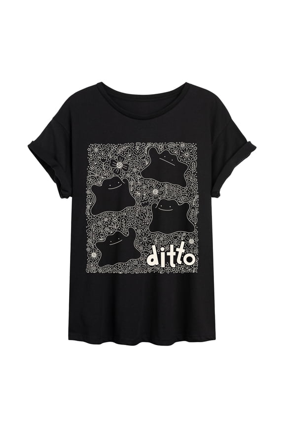 Pokémon - Ditto Dainty Flowers - Juniors Oversized Graphic T-Shirt