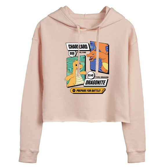 Pokémon - Dragonite Charizard Prepare For Battle - Juniors Cropped Pullover Hoodie