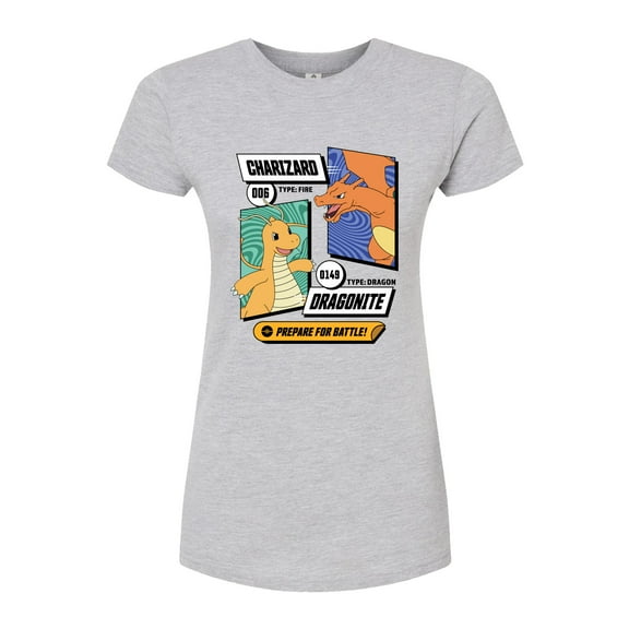 Pokémon - Dragonite Charizard Prepare For Battle - Juniors Fitted Graphic T-Shirt