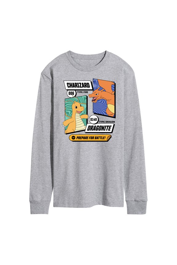 Pokémon - Dragonite Charizard Prepare For Battle - Men's Long Sleeve T-Shirt